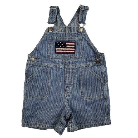 GAP Other - Baby Gap Striped Overalls Shortalls Denim